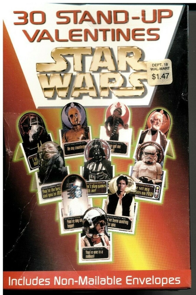 New Star Wars 30 Stand-up Valentines Day Cards Factory Sealed 1997