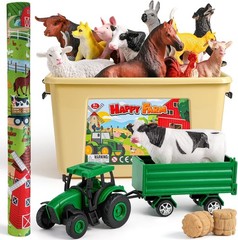 Farm Animal Figures Set Animal Figurines with 47” Large Activity Play Mat Kids