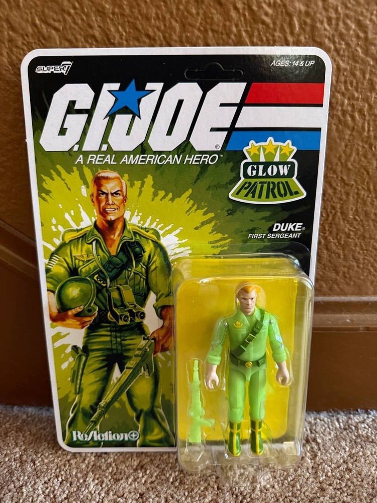 *NEW* GLOW PATROL DUKE Super7 Reaction+ ORing GI Joe – 3.75” (1/18 scale) Action