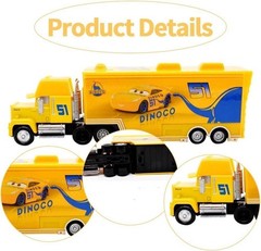 2Pcs Disney Pixar Cars No.51 Dinoco Cruz Ramirez Hauler Truck Die-cast Toy Car