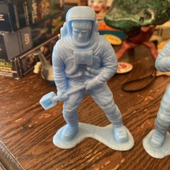 💥4 RARE VTG 1970 Louis Marx Light Powder Blue Teal Spaceman Astronaut Apollo💥
