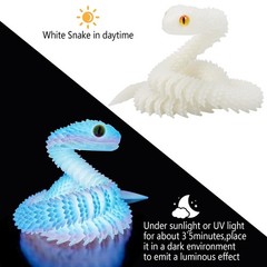 24″ Glow in the Dark 3D Printed Snake – Flexible Articulated Rainbow Animal Toy