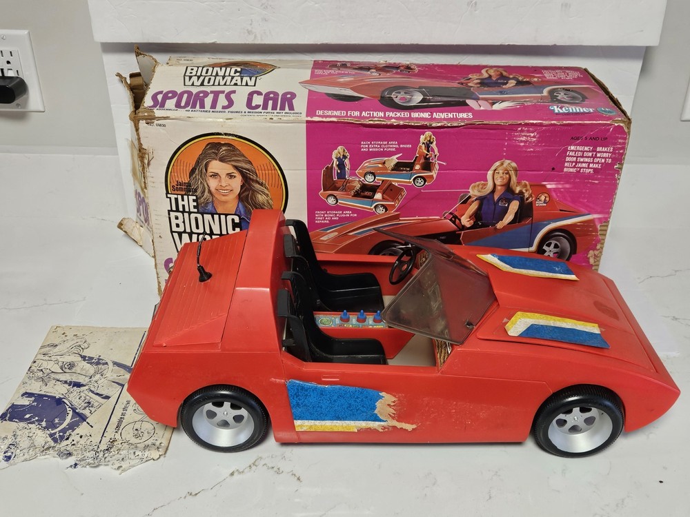 Vintage 1977 Bionic Woman & Original 70’s Sports Car Kenner Toy TV Show W Box !