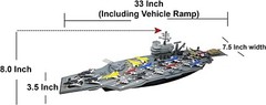 Toy Aircraft Carrier Cargo Plane 18 Warplane Fighter Jets and 6 Extra Vehicles