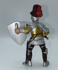 2000 PAPO Knight Silver Armor Red Gold Shield Sword Medieval Figure Toy 3.5″