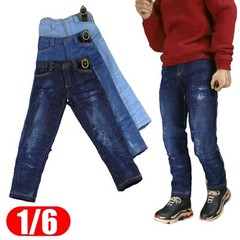 1:6 Scale Distressed Classic Jeans & Belt Model For 12” Male Action Figure Body