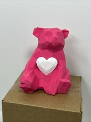 Valentine’s Day Pink Bear w/ Heart Geometric 3.5” Figure Plastic Cute Gift New