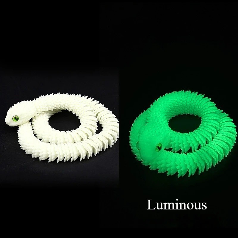 3D Printed Articulated Snake – Luminous Glow Jointed Fidget Toy Desktop Decor
