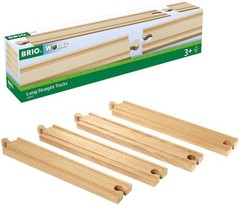 Universal Compatibility Wooden Train Set – 4 Long Tracks for Ages 3 and Up