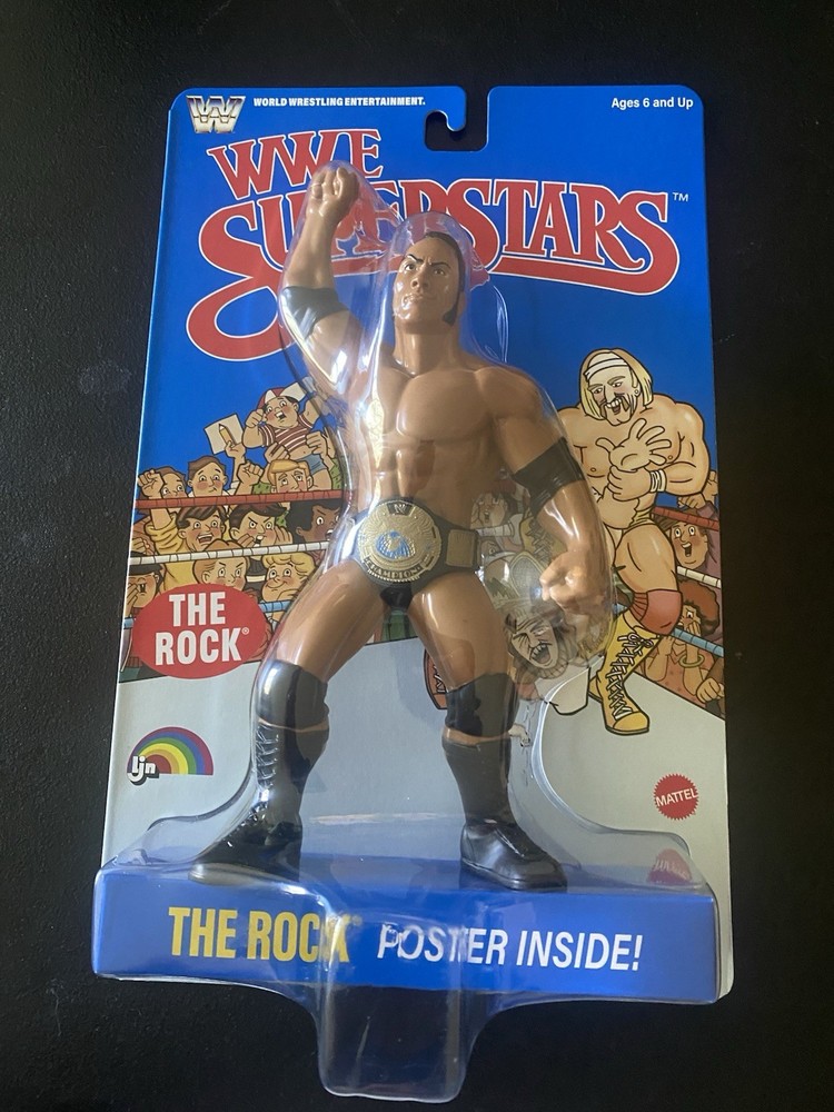 IN HAND WWE Mattel Superstars LJN Series 3 The Rock Action Figure Blue Card
