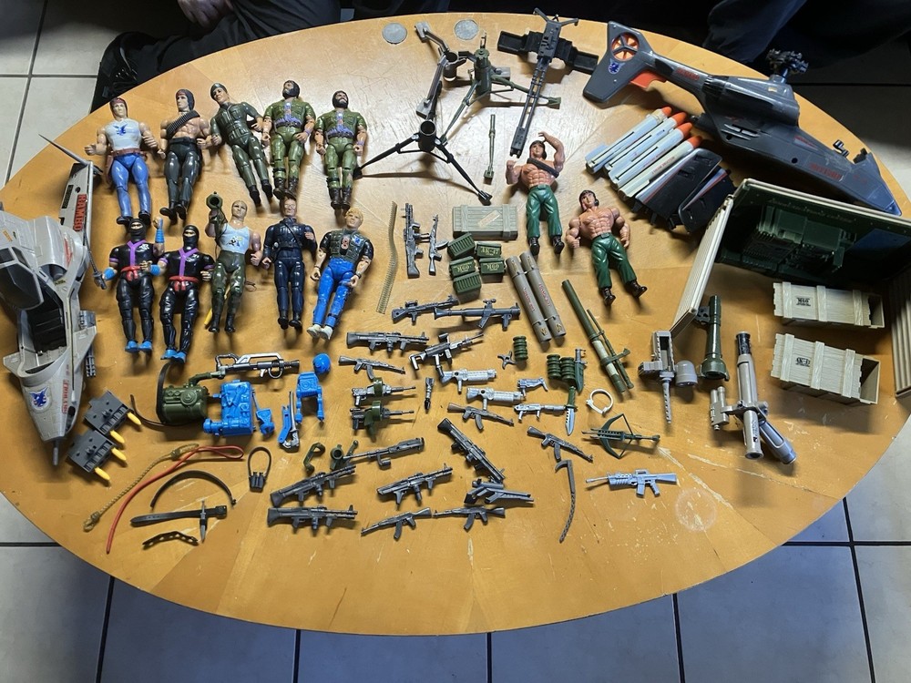Vintage 1980s Coleco Rambo Force of Freedom 13 Figure Lot Vehicles Playset