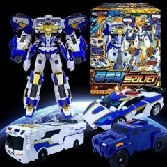 Metal Cardbot S Blue Cop Trinity Ultimate 3-Stage Combination Transforming Robot