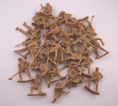 Plastic Army Men Toy Mini Soldiers Tan Lot 34 Pieces 2-2.75” Diverse Poses