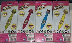 SHOPKINS SEASON 1 COMPLETE SET OF 4 CLICKER PEN YELLOW PINK GREEN BLUE NEW
