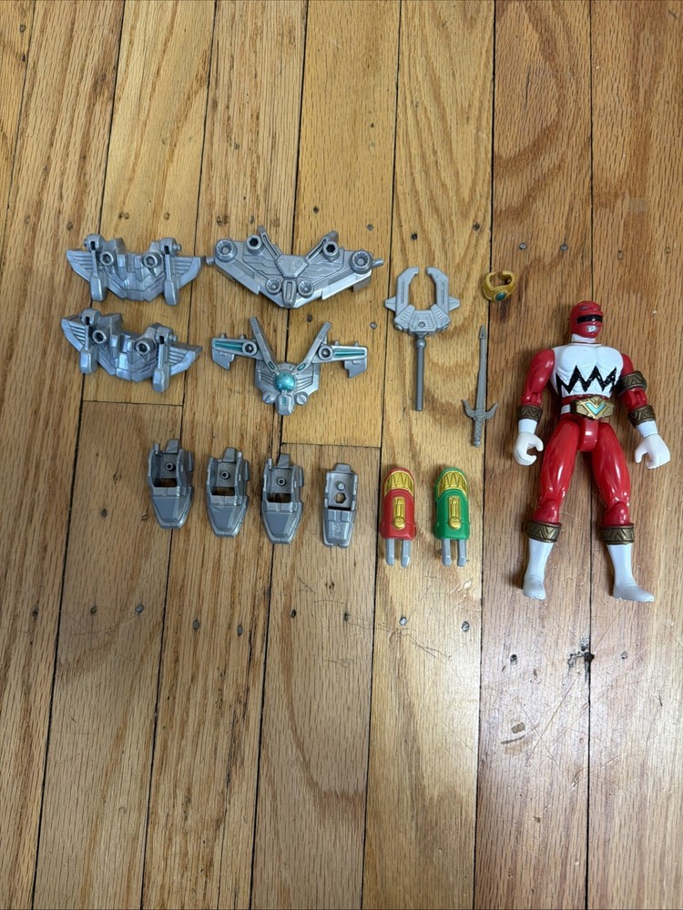 Vtg Bandai 1999 Power Rangers Lost Galaxy Armored Red Ranger Parts Weapons Lot
