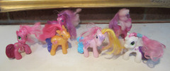 Hasbro My Little Pony Lot of Six (6) Ponies with Molded Tails Brushable Manes