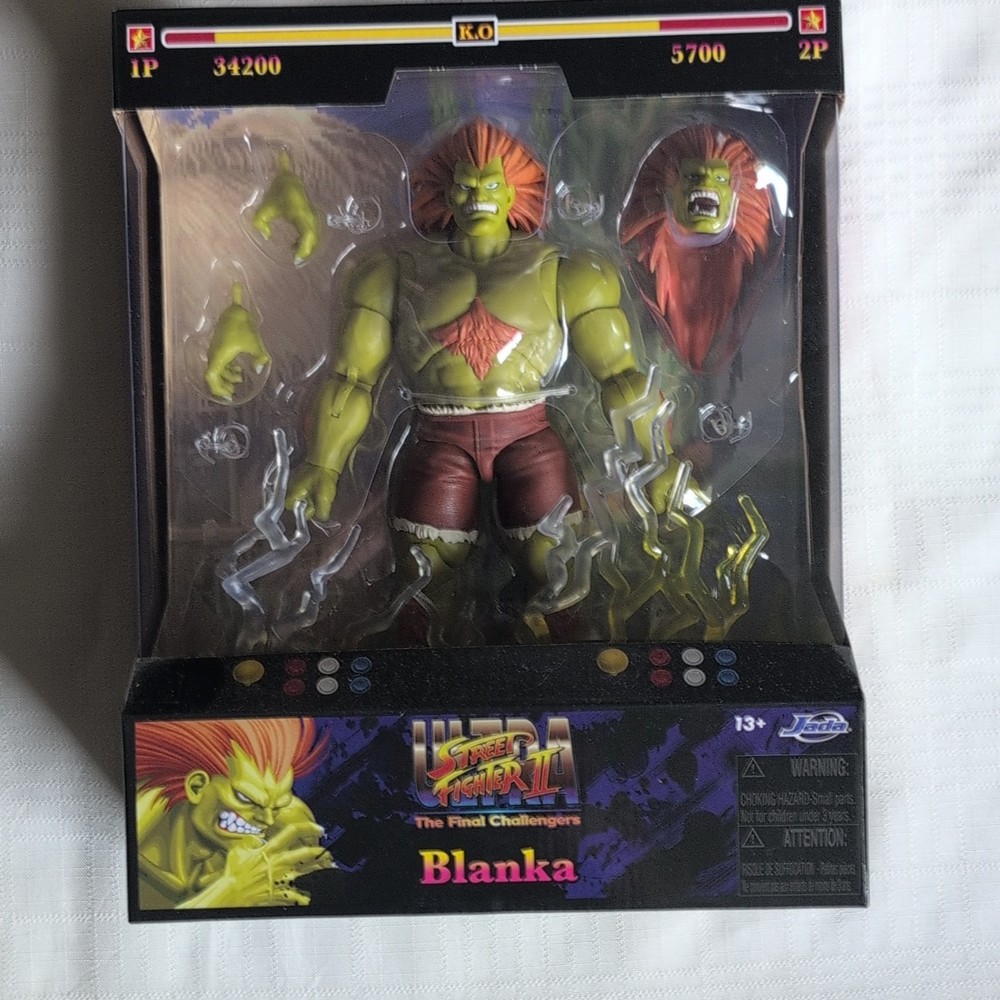 Jada Toys Street Fighter II Final Challengers Blanka Figure 13+ w/ Alt Hands