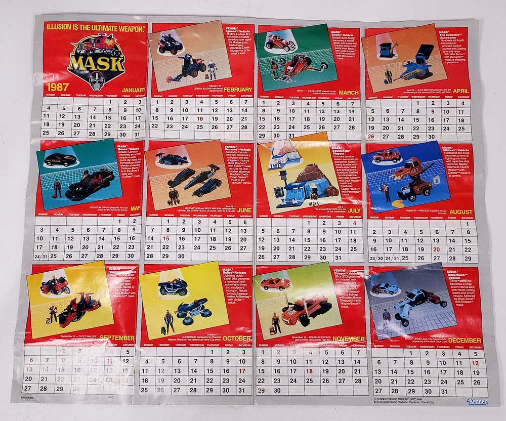 Vintage MASK 1987-1988 Calendar Poster Toy Promo Catalog Kenner Advertising