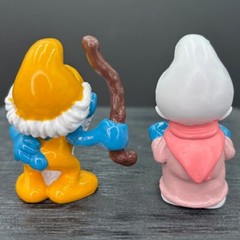 Smurfs 20226 Grandpa & 20408 Grandma Nanny Smurf Figures Lot Vtg 1980s Applause