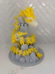 3D Printed Articulated Dragon 24in Glow In The Dark Yellow / White Dual Color