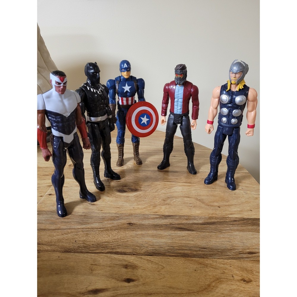 Marvel Avengers 5 Figures – Falcon, Black Panther, Cptn America, Thor, Star Lord