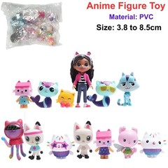 13pcs Gabby Dollhouse Anime Figure Toy Smiling Car Cat Hug Gaby Girl Dolls…