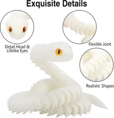 24In 3D Printed Snake,Flexible 3D Printed Animal,Articulated 3D Printed Crystal