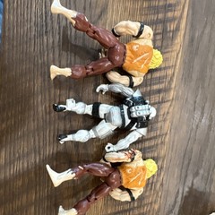 3pc Action Figure Set Lot 2 Blond Fighter Figures + Silver Robot Multicolor