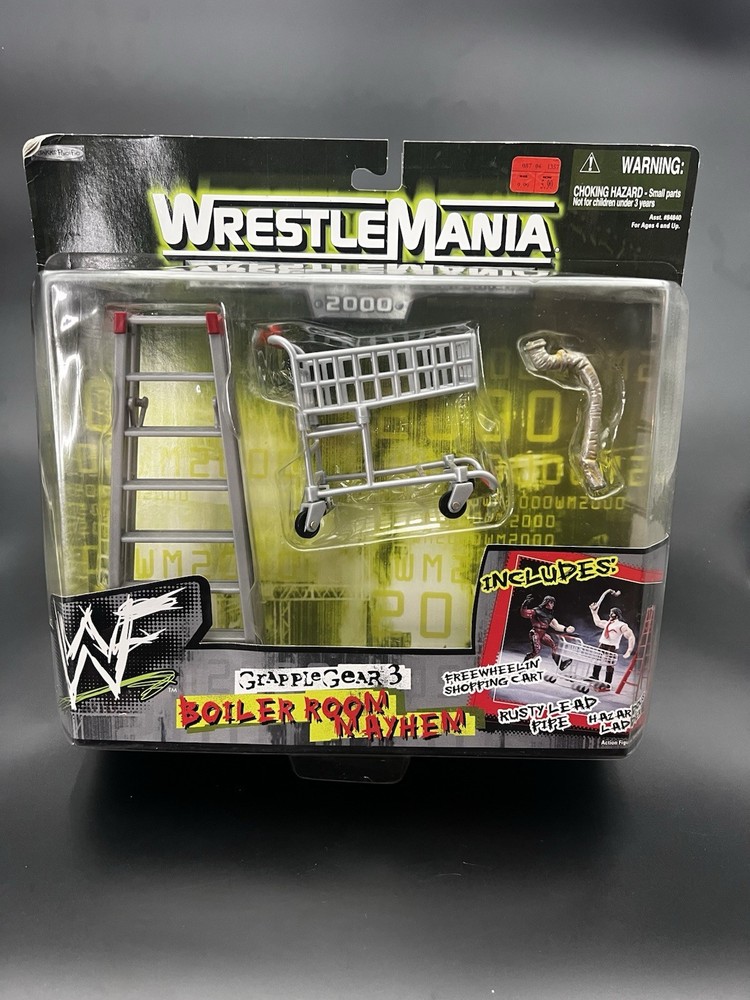 WWF WrestleMania Grapple Gear 3 Boiler Room Mayhem Jakks 1999 Sealed WWE Cart