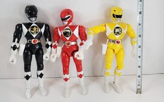 Vintage Power Rangers 1994 Red Yellow Black Kicking Action Karate Chop Lot