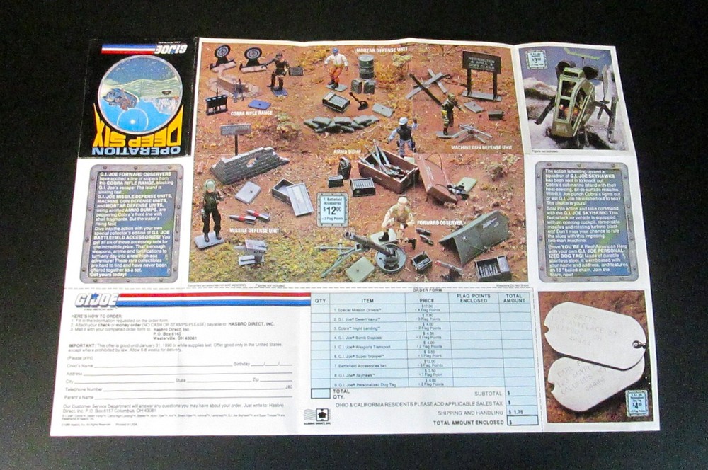 1988 HASBRO 14 x 11 Unfolded G.I.JOE Mission Vehicles and Characters Offer Sheet