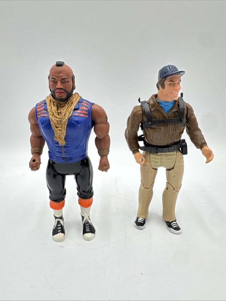 The A-Team Vintage 1983 Action Figure Lot: Captain Murdock W/Harness & Mr T