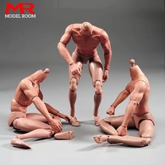 1/6 Scale Male Muscle Action Figure Body 12 Inch Jointed Model with Extra Hands