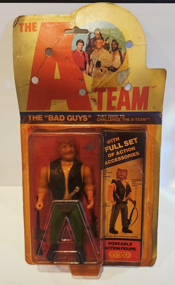 VINTAGE 1983 GALOOB A-TEAM VIPER BAD GUYS ACTION FIGURE NEW ON CARD – WEAR
