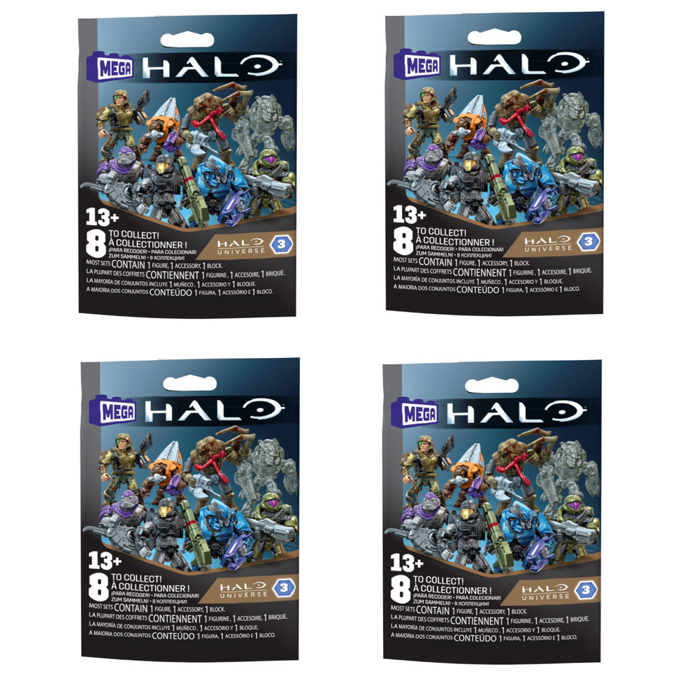 4 – Mega Construx Halo Infinite 343 Series 3 Mini Figure Blind Bags 4 Random New