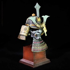 Handcrafted Samurai Mask 130mm Sculpture Action Figure Home Art Ornaments Resin