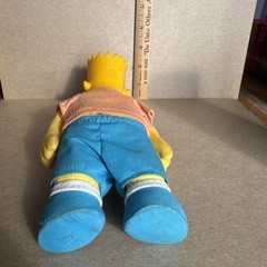 1990 Bart Simpson 8.5” Plush Doll with Plastic Head Orange Shirt Free US Ship