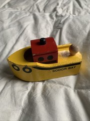 1992 Wooden Thomas & Friends Train 1st Edition Sodor Bay Tug Boat Black Stack
