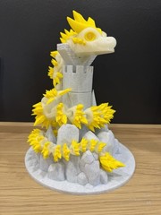 3D Printed Articulated Dragon 24in Glow In The Dark Yellow / White Dual Color
