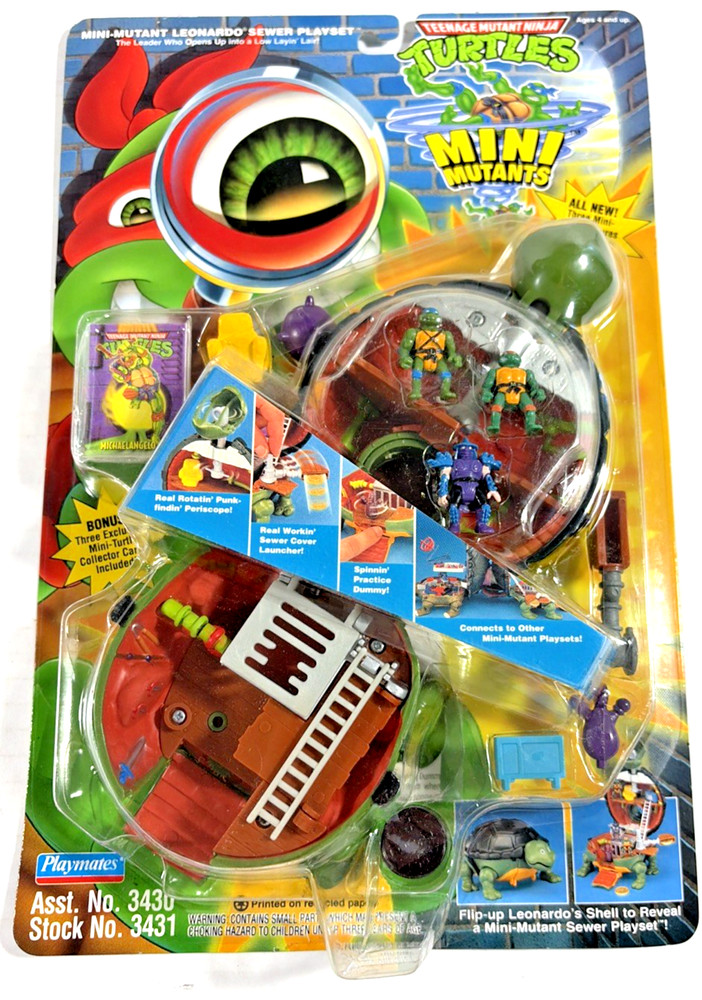 Vintage 1994 Mini-Mutant Leonardo Sewer Playset MOC