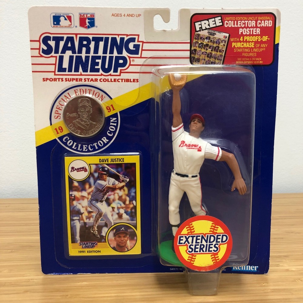 Kenner Starting Lineup Dave Justice 1991 MLB Atlanta Braves Extended Series New