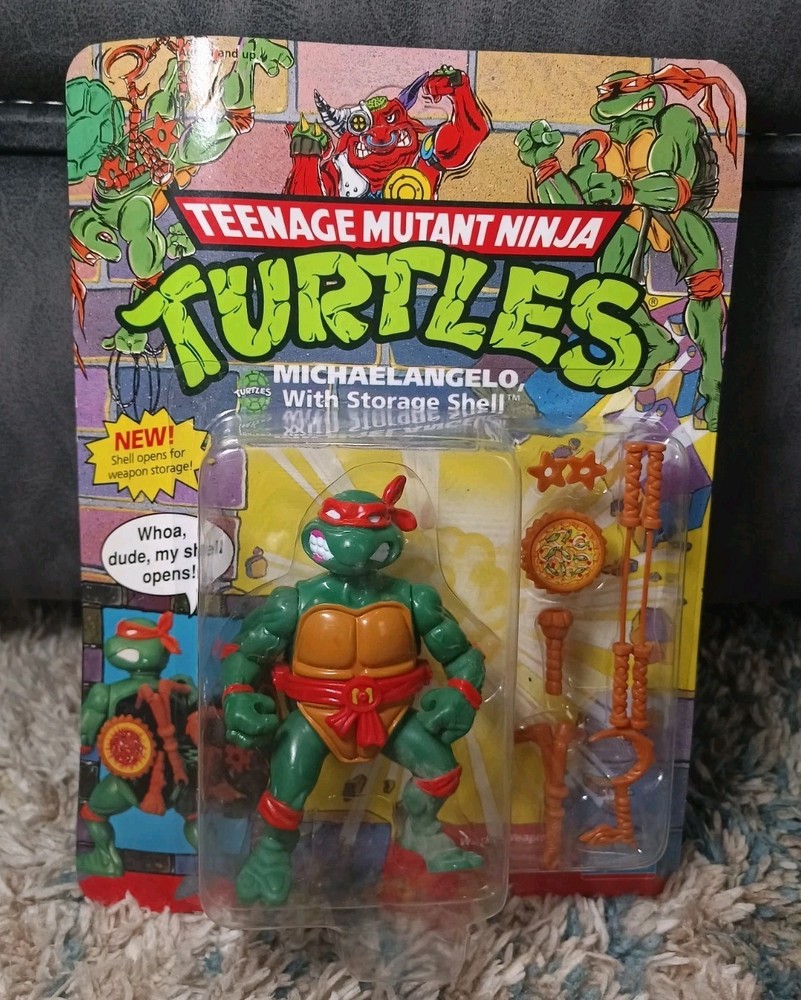 Vintage 1991 Teenage Mutant Ninja Turtle Michaelangelo With Storage Shell