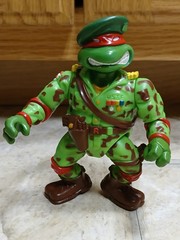 1991 TMNT Raphael Green Beret Military Teenage Mutant Ninja Turtles Complete!