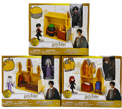 Lot of 3 Harry Potter Dumbledore, Harry Potter, Hermione, Mini Playset w/Figure