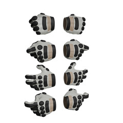 1/12 Scale Action Figure Hands: Biker Gloves (Unpainted)