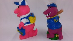 2 Barney The Purple Dinosaur Batter Up Baseball Coin/Piggy Bank Back to School