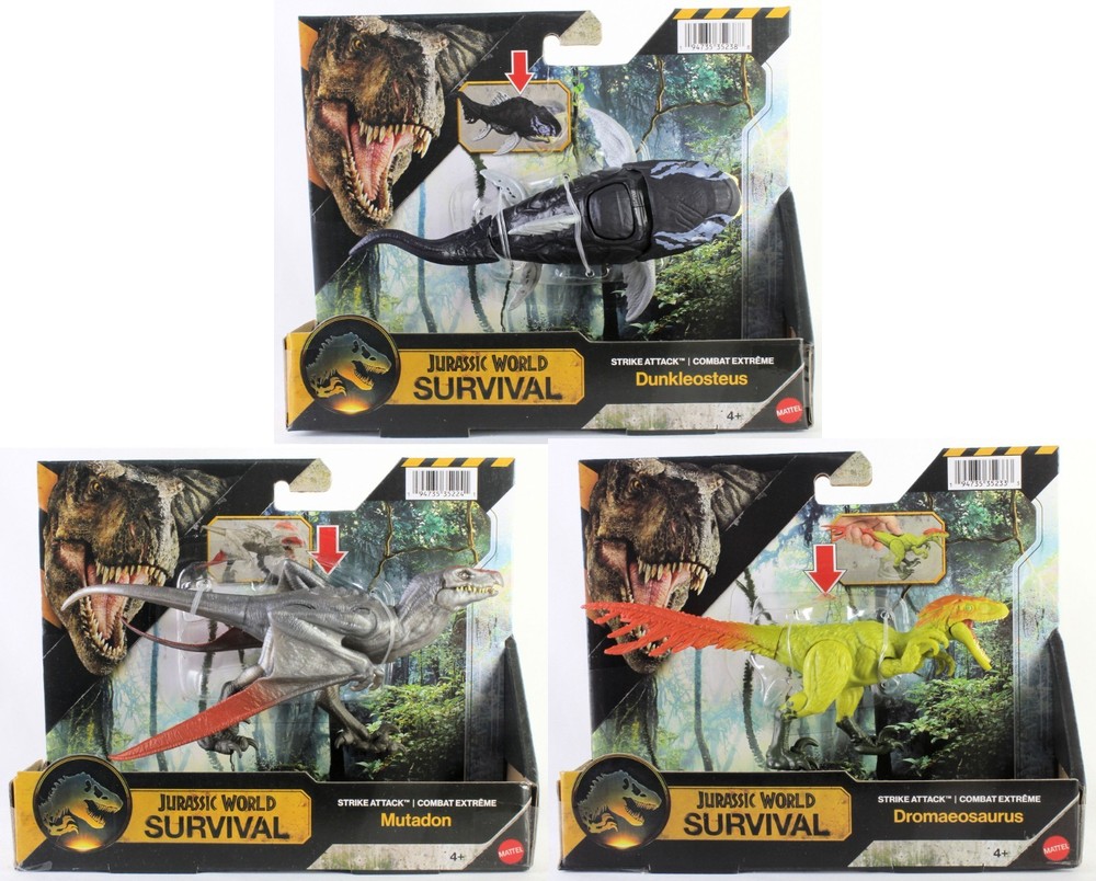Jurassic World Survival Strike Attack Set Dunkleosteus Dromaeosaurus Mutadon