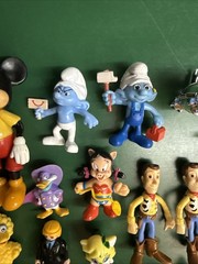 Lot of 50+ Vintage Mixed Lot PVC Plastic Toys, Disney, Pixar, Smurfs, Snoopy