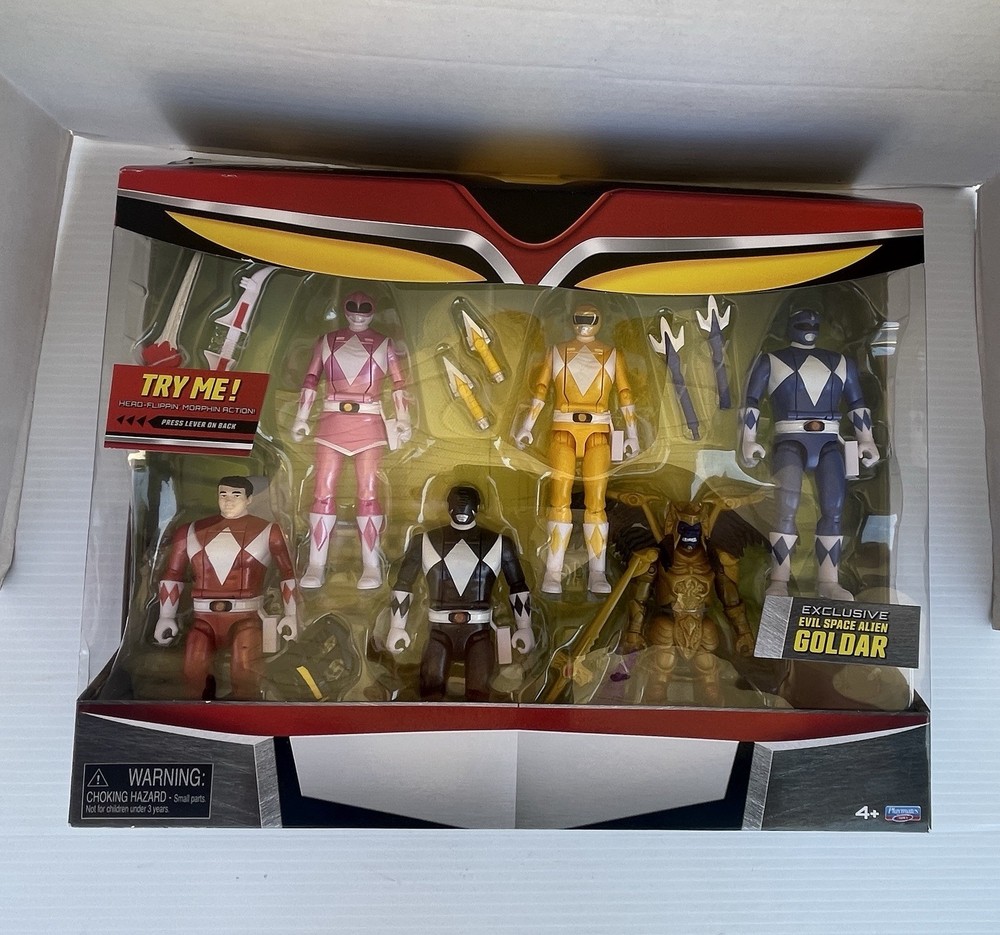 Goldar with Red Blue Pink Yellow & Black Rangers Action Figure 6-Pack