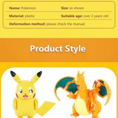 High Quality Pokemon Ball Deformation Toy Pikachu Mewtwo Gyarados Pocket Monster